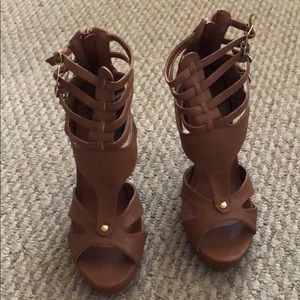 Charlotte Russel cute cognac heels; comes with box